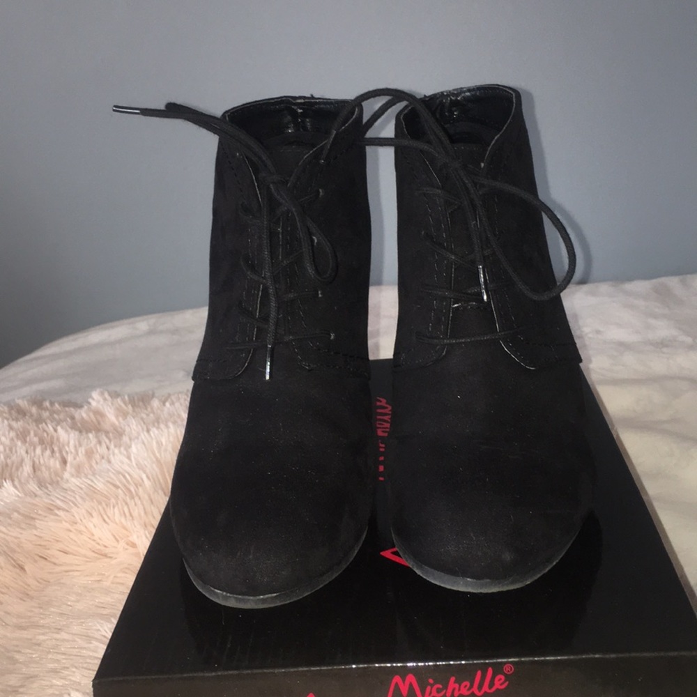 Lace up wedge ankle booties